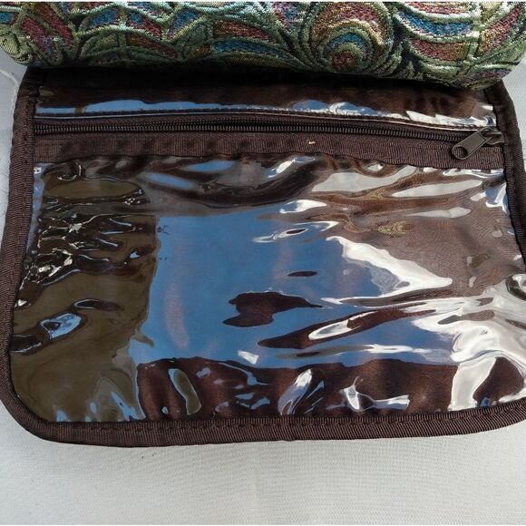NWOT STEPHANIE JOHNSON Faux Fur Brown/Teal Roll Up Jewelry/Cosmetic Travel Case - Picture 8 of 14